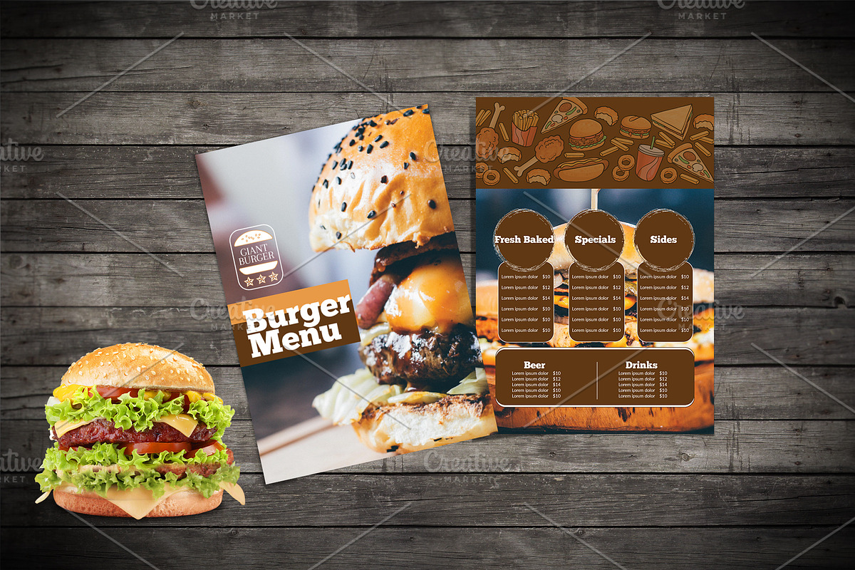 Simple Burger Menu Template, a Flyer Template by Minimalist Studio (Photo 2 of 3)