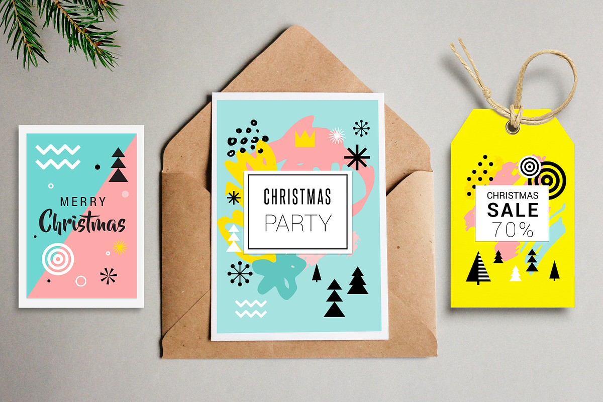 Geometric Christmas graphic set, an Illustration by Marish (Photo 3 of 8)