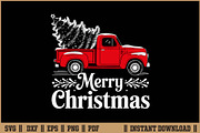 Vintage Merry Christmas Truck SVG, a Seasonal Illustration by Handy Arts Studio (Thumbnail 1 of 3)