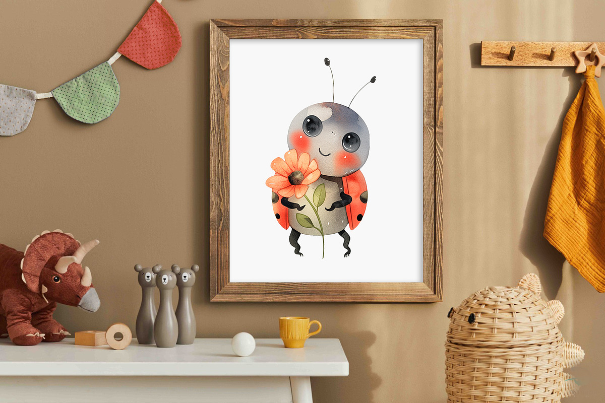 Watercolor Ladybugs with flowers set, an Animal Illustration by AlineArtStore (Photo 8 of 8)