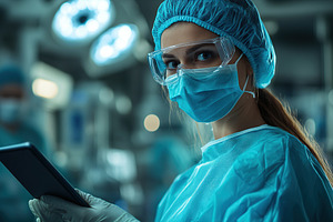 Doctor using digital tablet and checking patient test results, a Health & Medical Photo by AlyaAnd