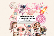 Pink Outer Space Clipart Pack, a Person Illustration by Daring Digies (Thumbnail 1 of 10)