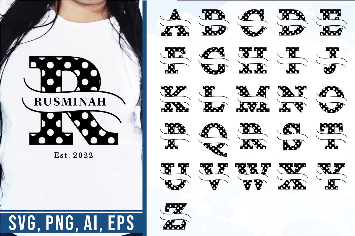 Split Monogram Letter SVG Bundle, an Object Graphic by D2PUTRI (Photo 9 of 19)