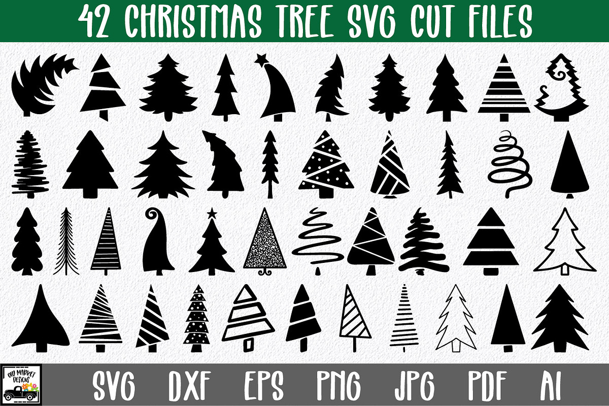 Christmas Trees SVG Cut File Bundle, an Illustration by OldMarket Designs (Photo 1 of 6)