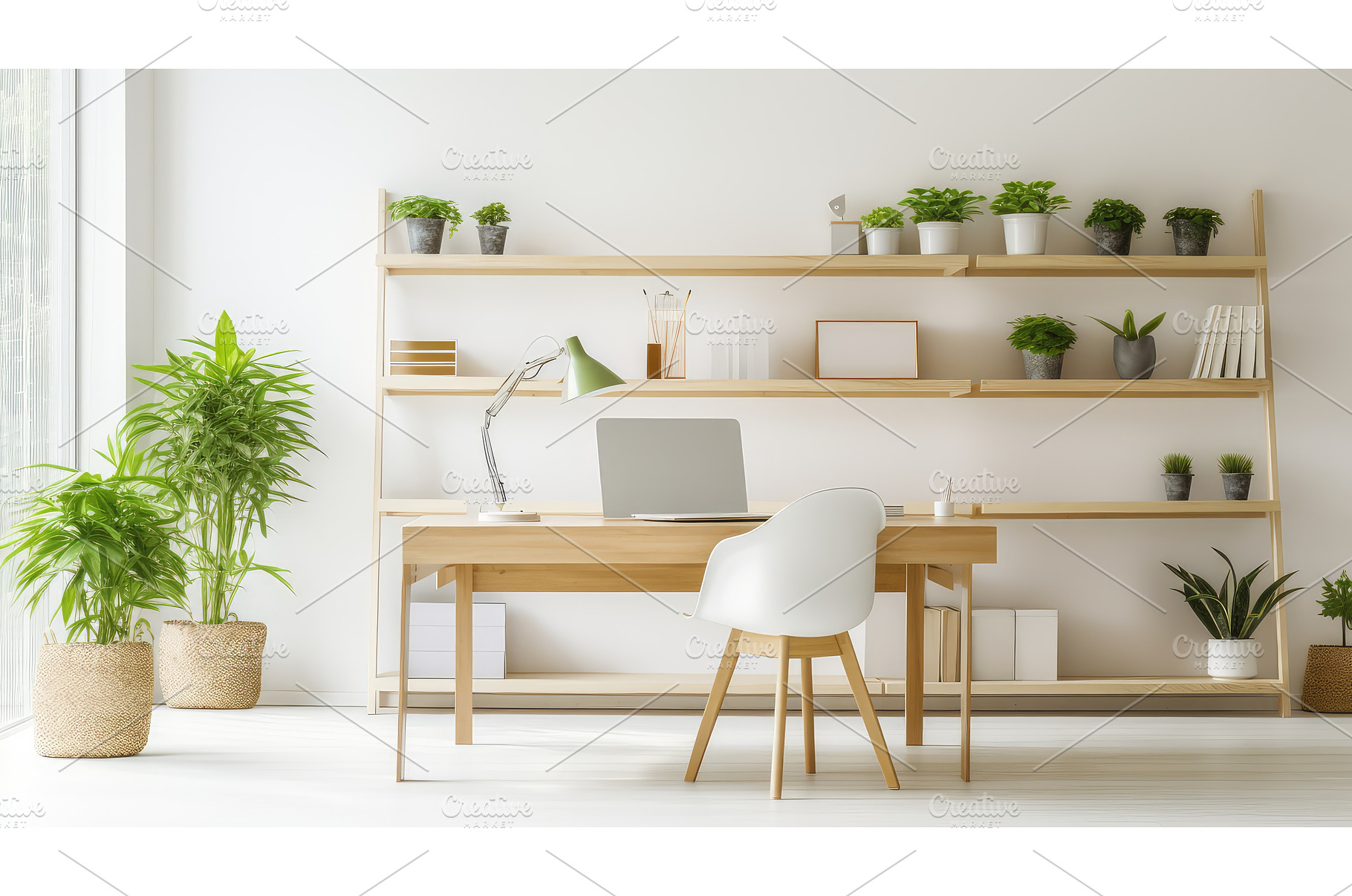 aesthetic white space office ai, an Architecture Photo by pikepicture