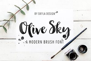 Modern Brush Font, Olive Sky