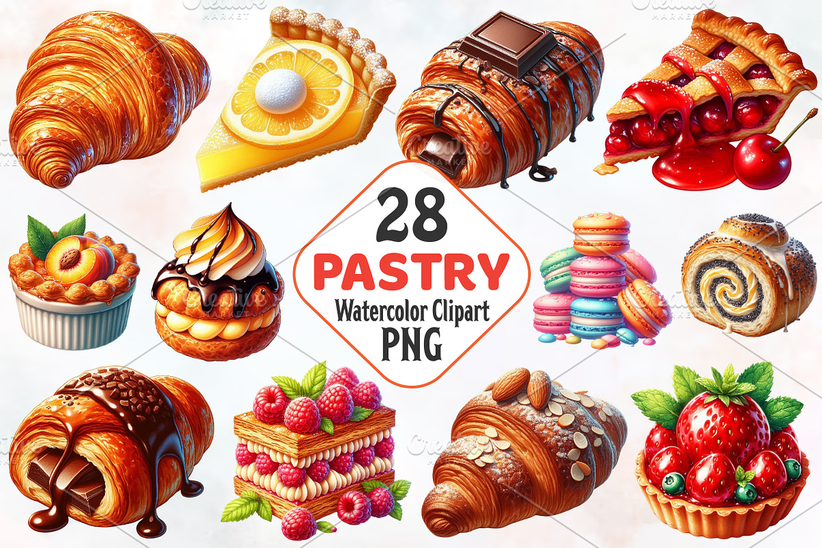 Pastry Watercolor ClipArt's, an Illustration by RobertsArt (Photo 1 of 7)