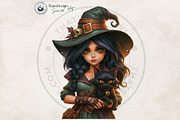 Halloween Little witches Cliparts, a Seasonal Illustration by ThatsDesignArt (Thumbnail 15 of 17)