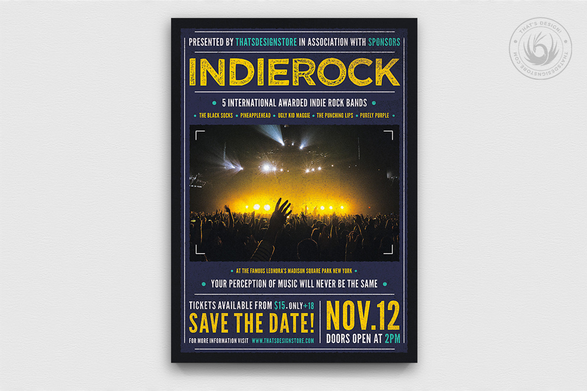 Indie Rock Flyer Template V1, a Flyer Template by ThatsDesignArt (Photo 1 of 8)