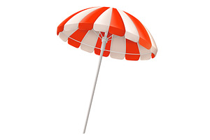 Red and white striped beach umbrella, an Object Illustration by Yayasya