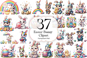 Easter Bunny Clipart PNG, Cute., an Animal Illustration by KennedyStudio