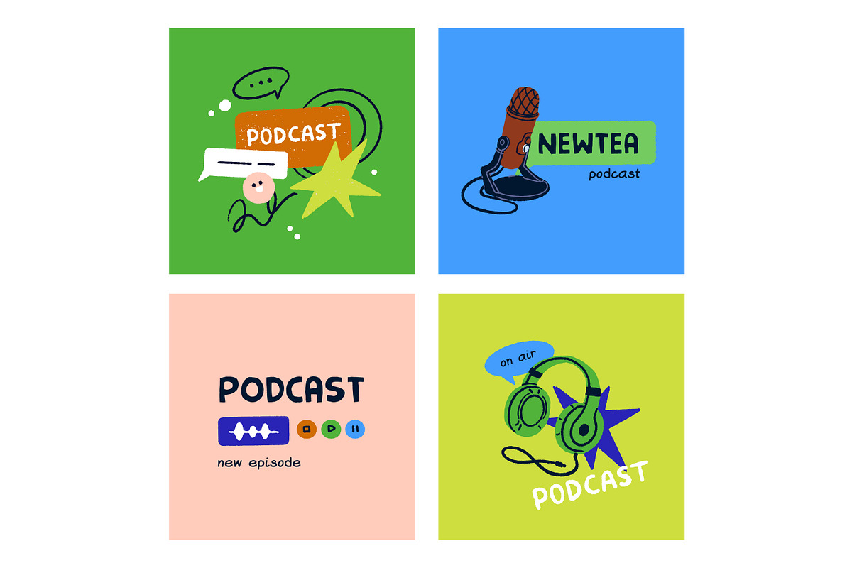 Podcast cover designs, streaming set, an Object Illustration by Good Studio (Photo 6 of 10)