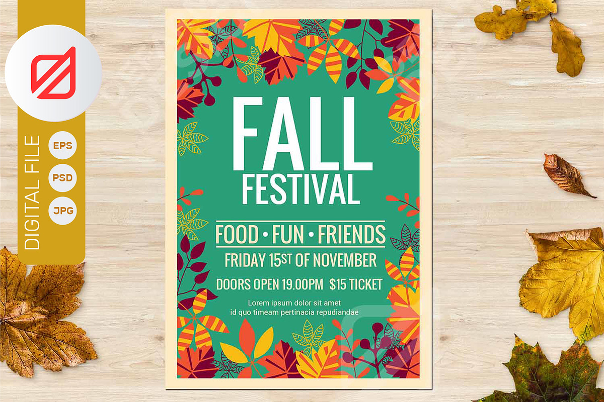 Fall Festival Autumn Party Flyer, a Flyer Template by defarmerdesign