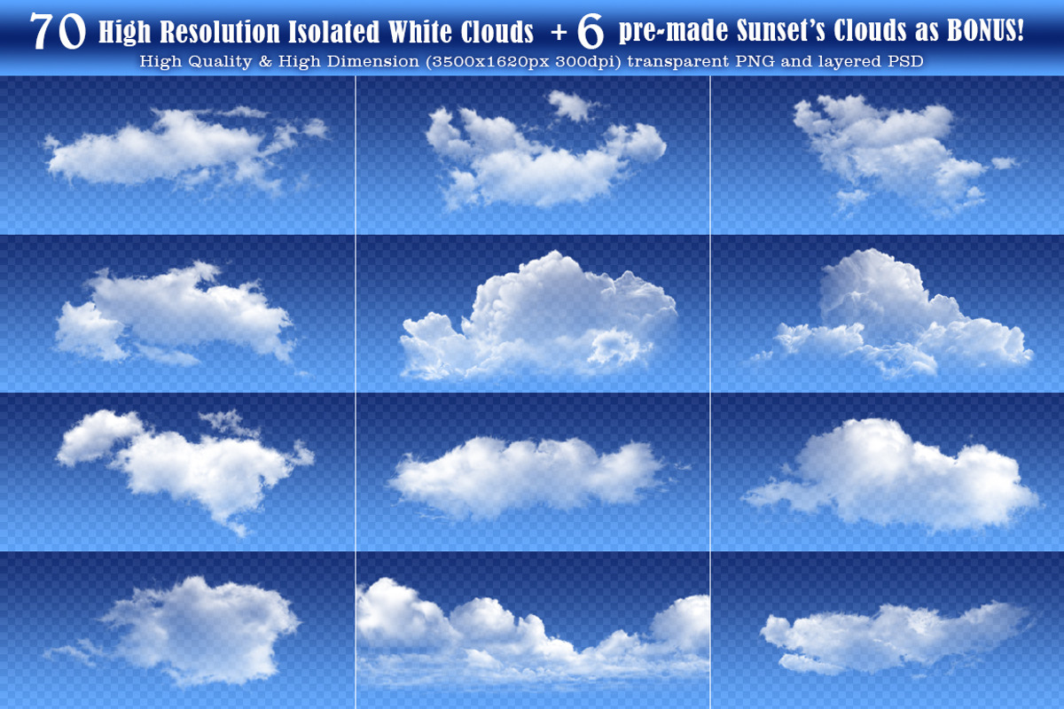 70+ High Resolution Isolated Clouds, an Object Graphic by Zver (Photo 1 of 2)