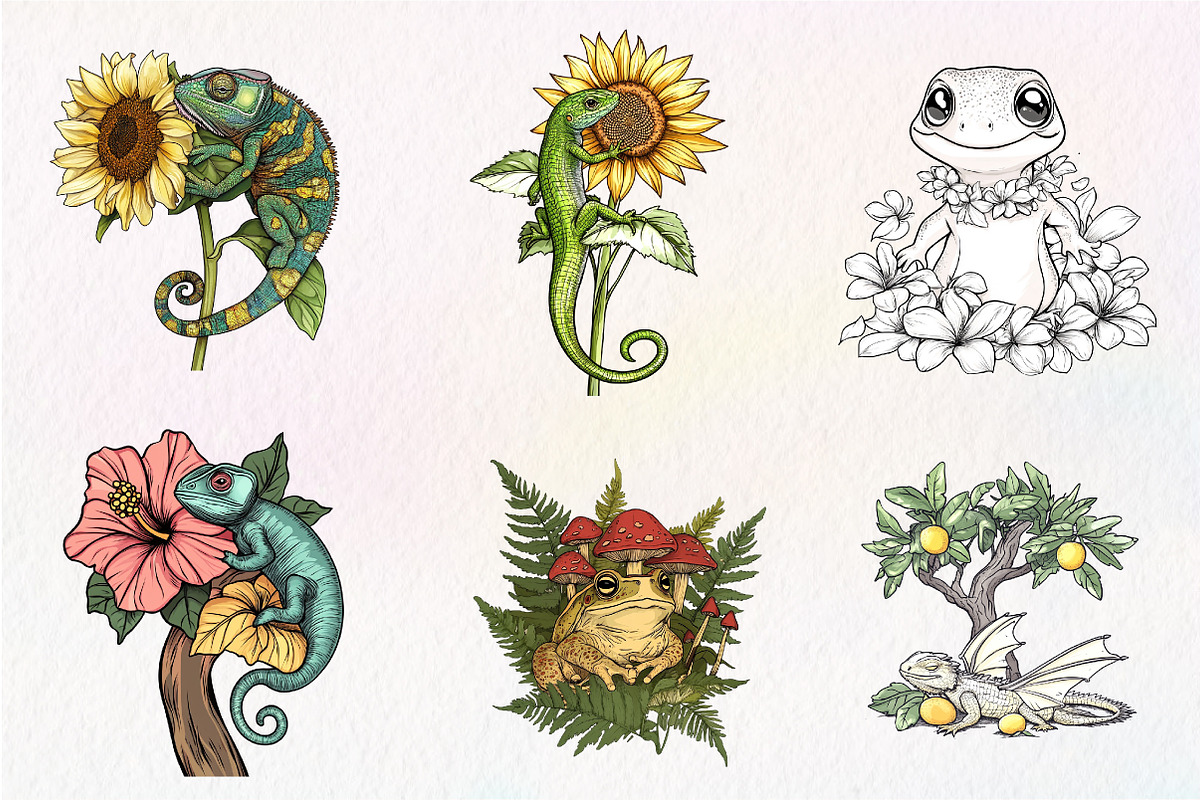 Botanical Summer Amphibians & Reptil, an Illustration by CreationArt (Photo 2 of 5)