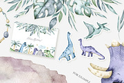 Watercolor cute dinosaurs set, an Animal Illustration by OrangePeafowlArt (Thumbnail 8 of 11)