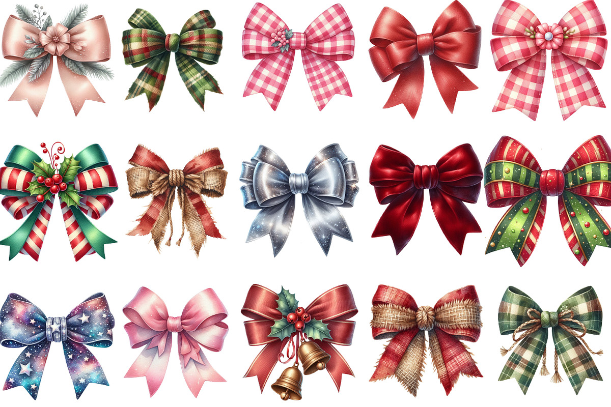 Watercolor Christmas Bow Sublimation, an Illustration by Designking (Photo 3 of 4)