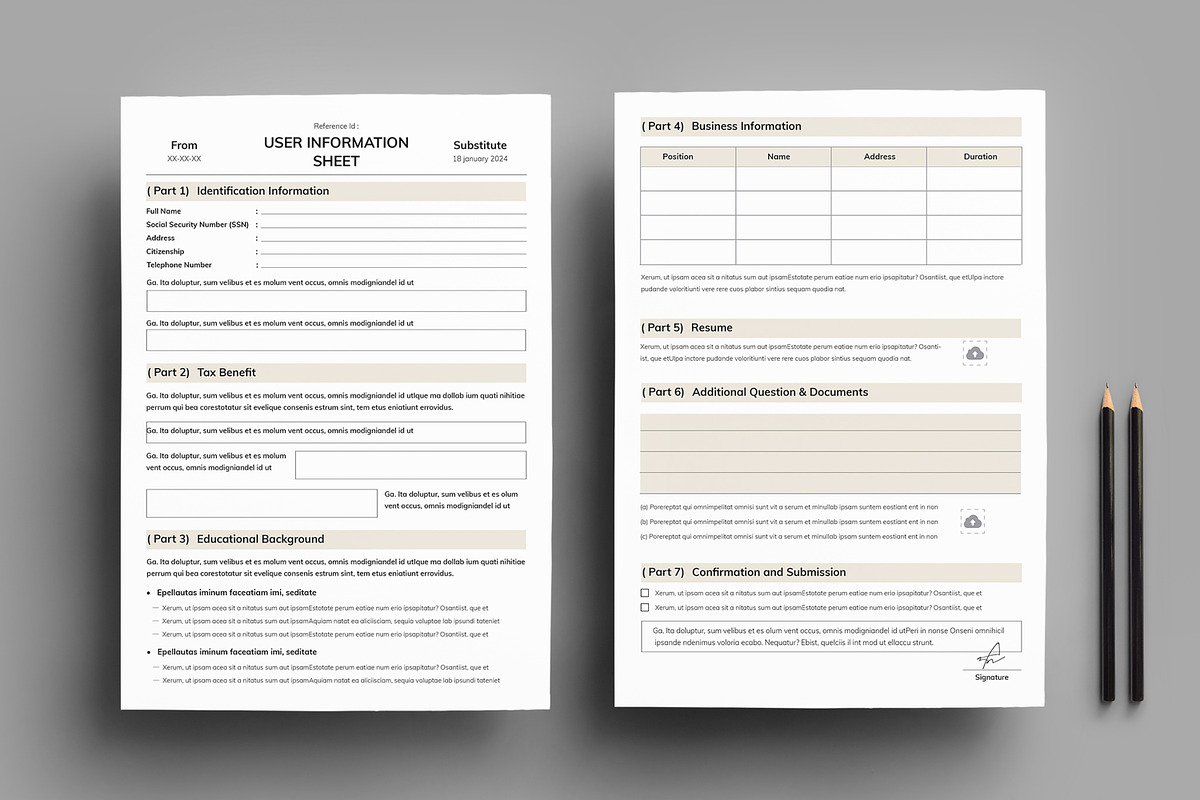 User Information Sheet Template, a Print Template by MightyDesign (Photo 1 of 8)