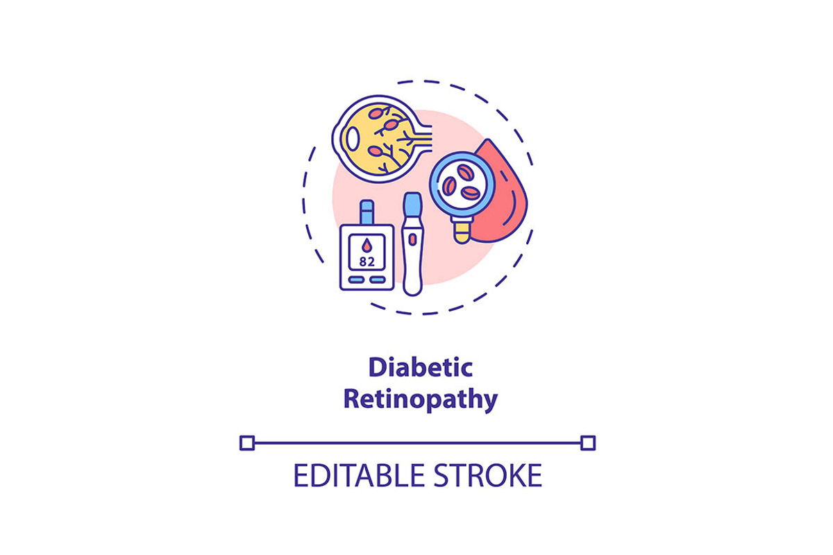 Diabetic retinopathy concept icon, an Outline Icon by bsd studio ...