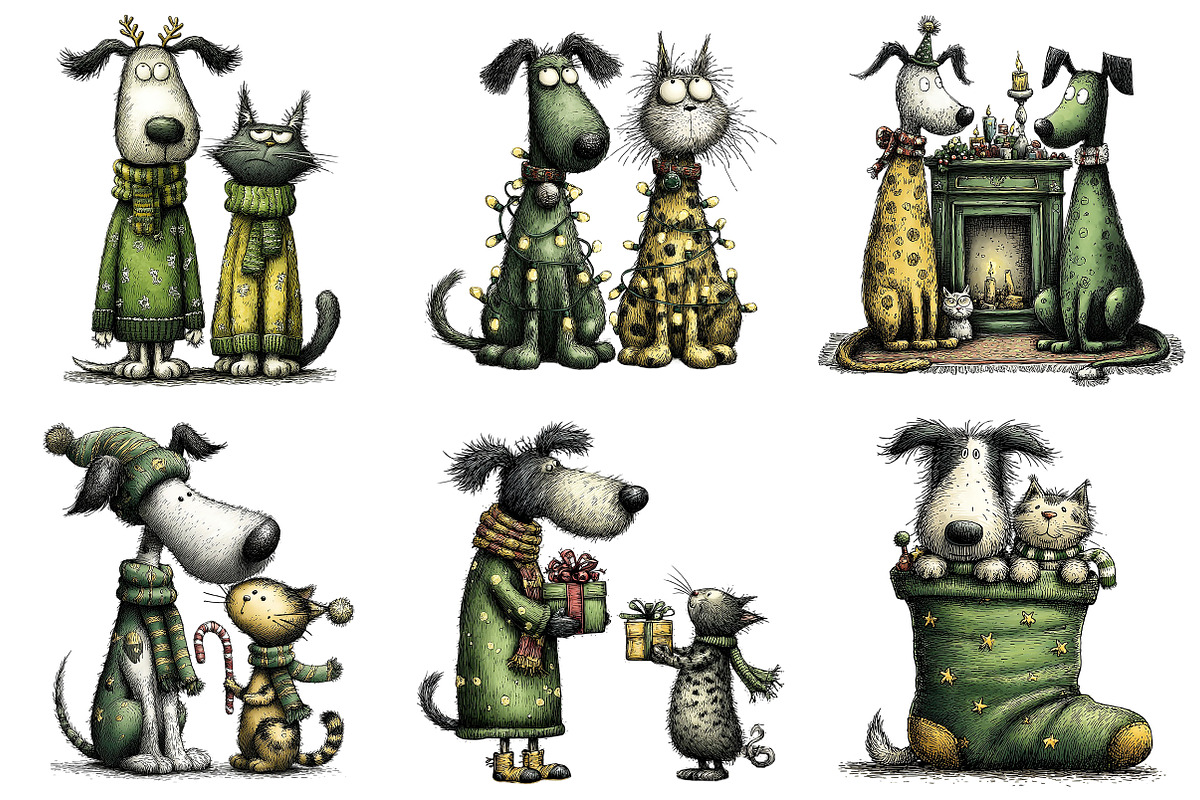 Christmas Dog & Cat Friends, an Illustration by Craft Nest (Photo 7 of 9)