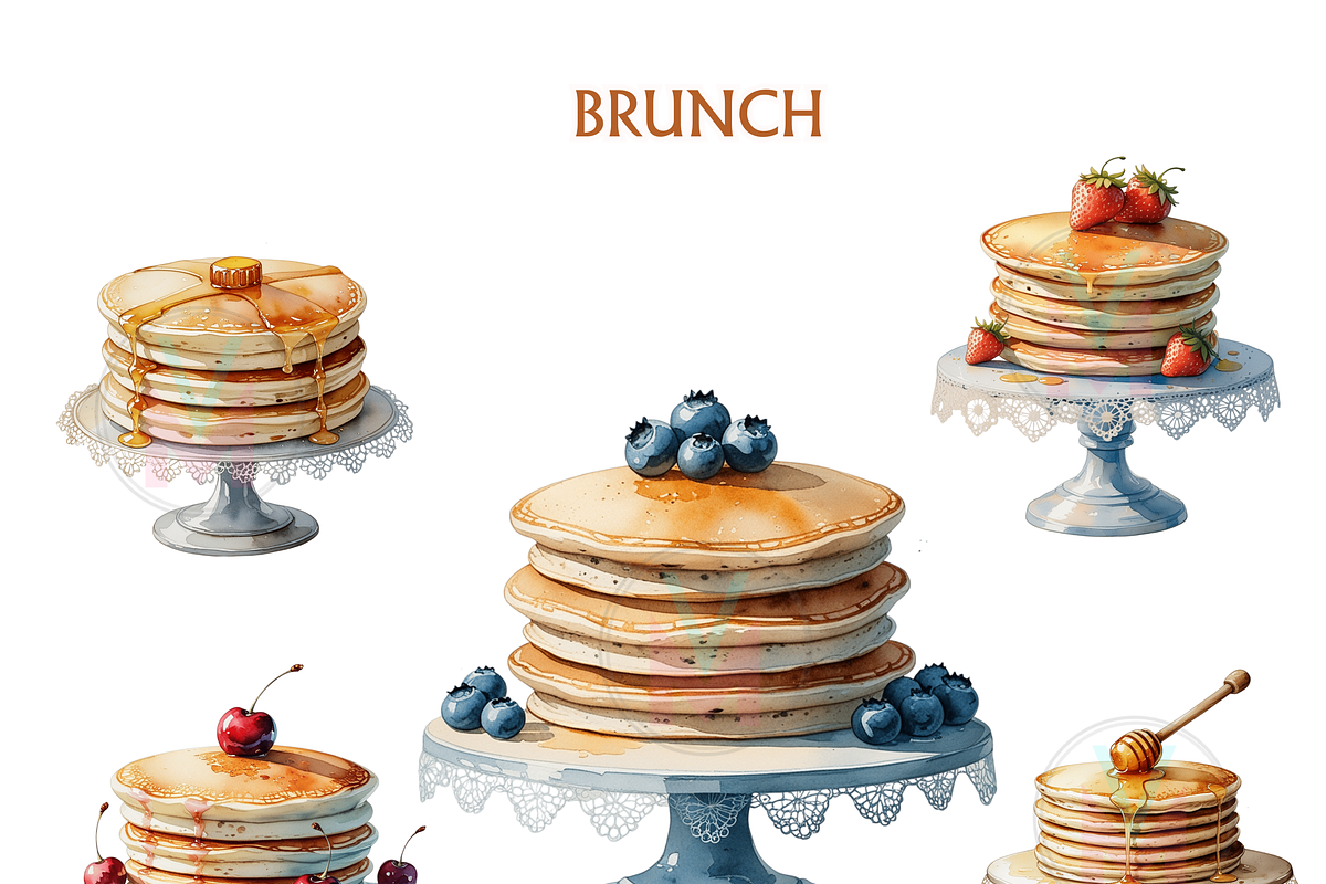 Watercolor Brunch Clipart blueberry, a Food Illustration by VM PARTYS  BY TAIRUMA (Photo 2 of 10)