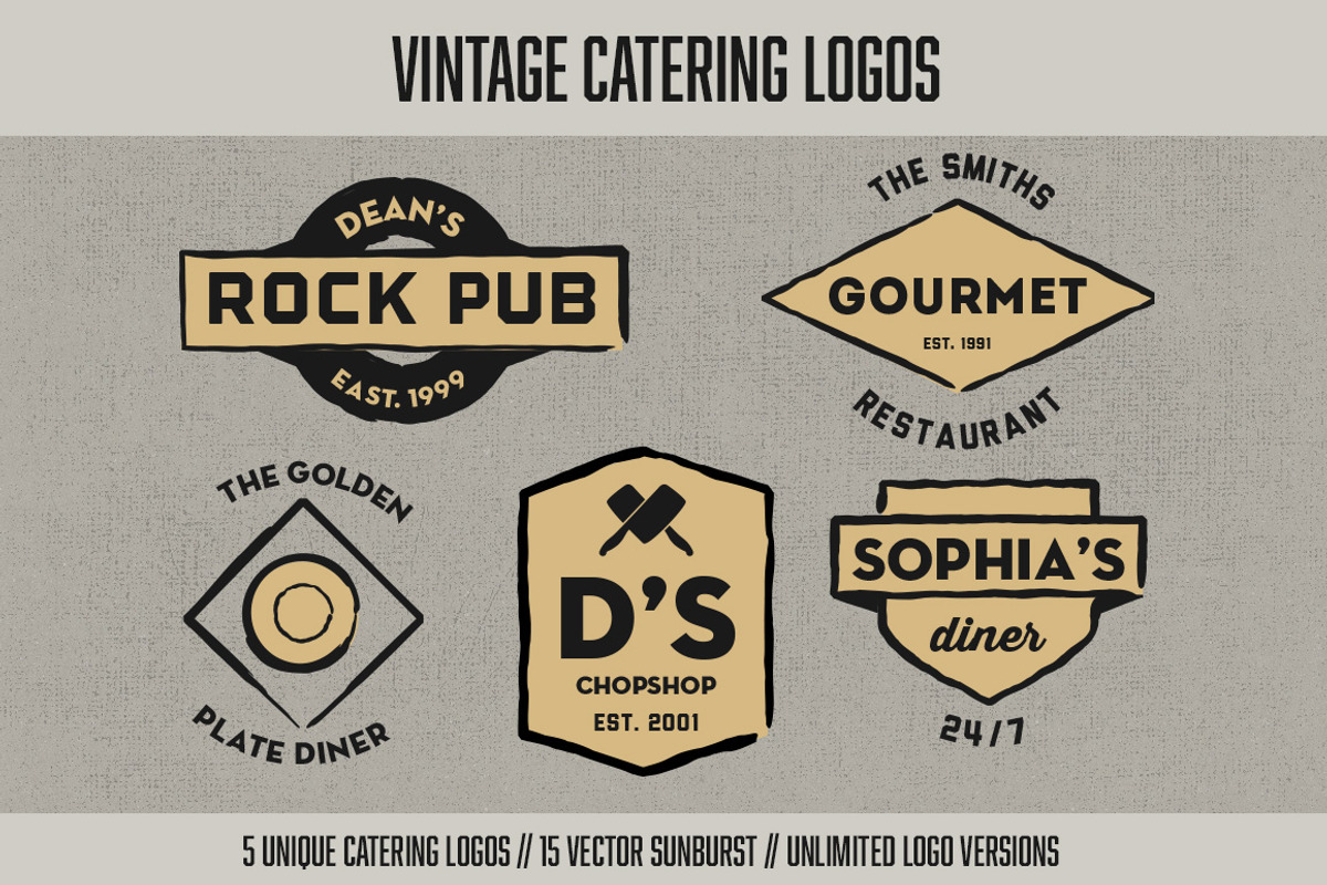 Vintage Catering Logos, a Branding & Logo Template by Graphic Boutique