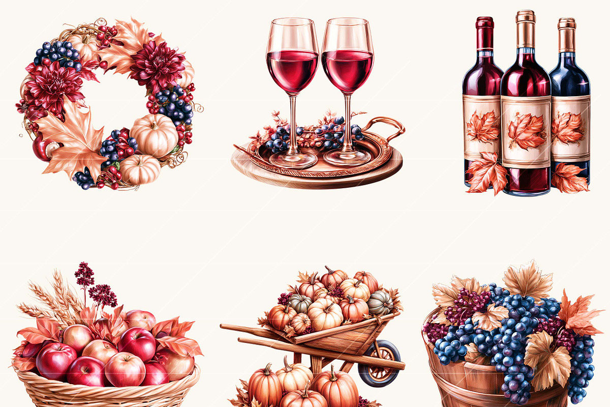 Elegant Autumn Harvest Clipart, a Decorative Illustration by BusyDaydesign (Photo 5 of 9)