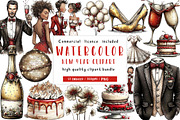 Watercolor New Year Clipart, an Illustration by CreationArt (Thumbnail 1 of 5)