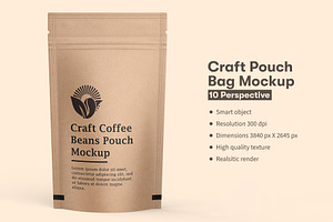 Craft Paper Coffee Pouch Bag Mockup