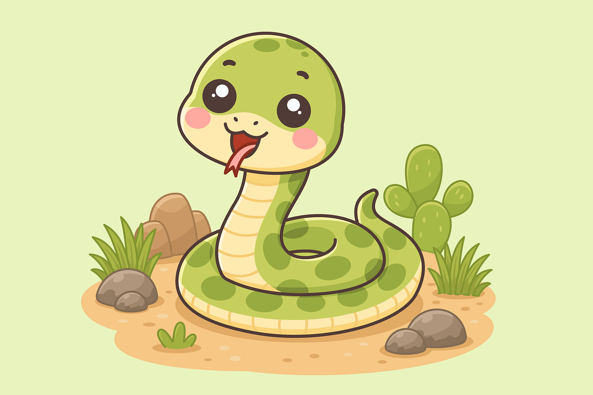 Cute Baby Snake Cartoon Character, an Animal Illustration by Artpon Illustration (Photo 3 of 3)