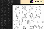Procreate Chibi Girl Animal Stamps 2, a Brush Add-On by DrawingStoryShop (Thumbnail 3 of 6)