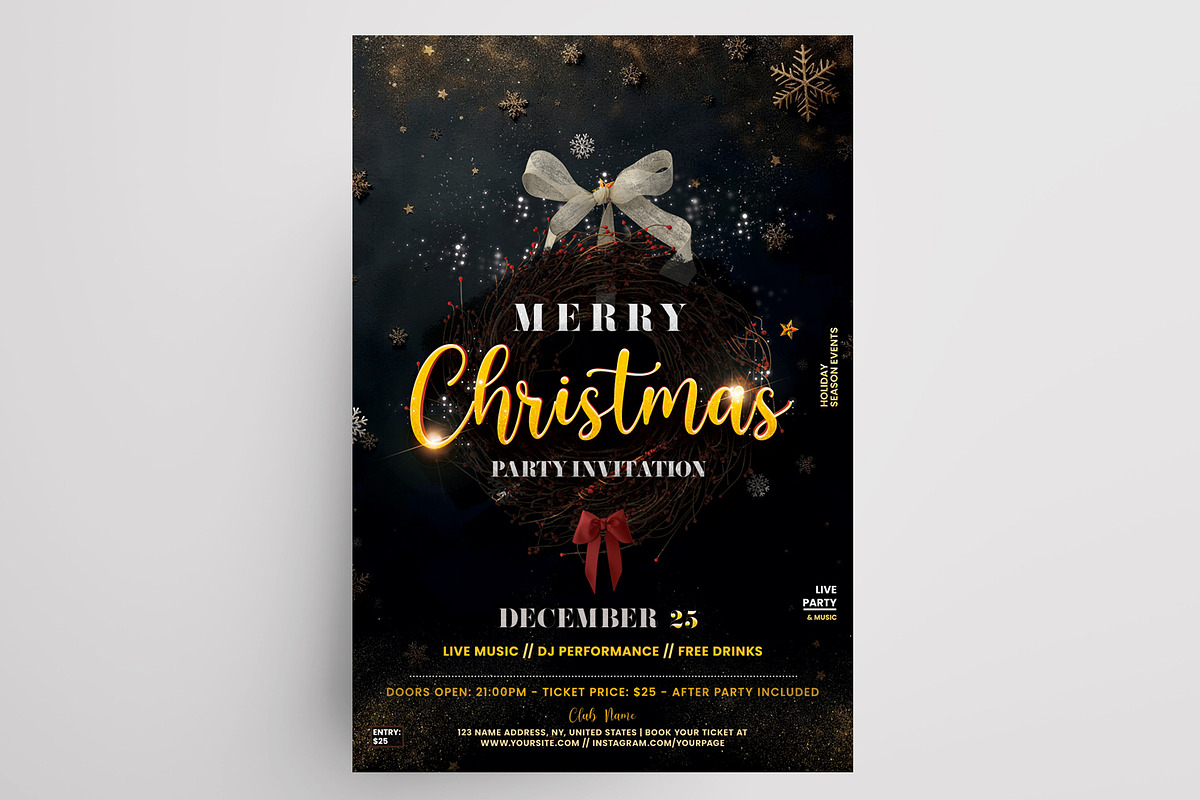 2 Christmas Elegant Flyers / Cards, a Flyer Template by PixelsDesign (Photo 3 of 3)