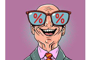 A happy bald businessman. A