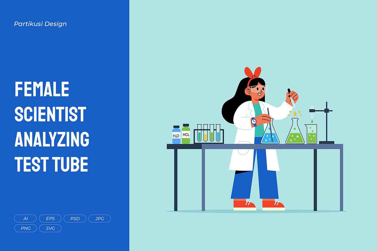 Female Scientist Analyzing Test Tube, a Healthcare Illustration by Partikusi Design (Photo 1 of 3)