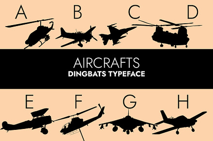 Aircrafts Silhouettes Dingbats Font, a Symbol Font by Minimalartstudio
