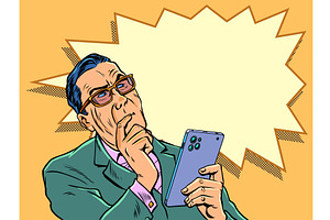 Pop Art Retro Businessman thought, a Person Illustration by studiostoks