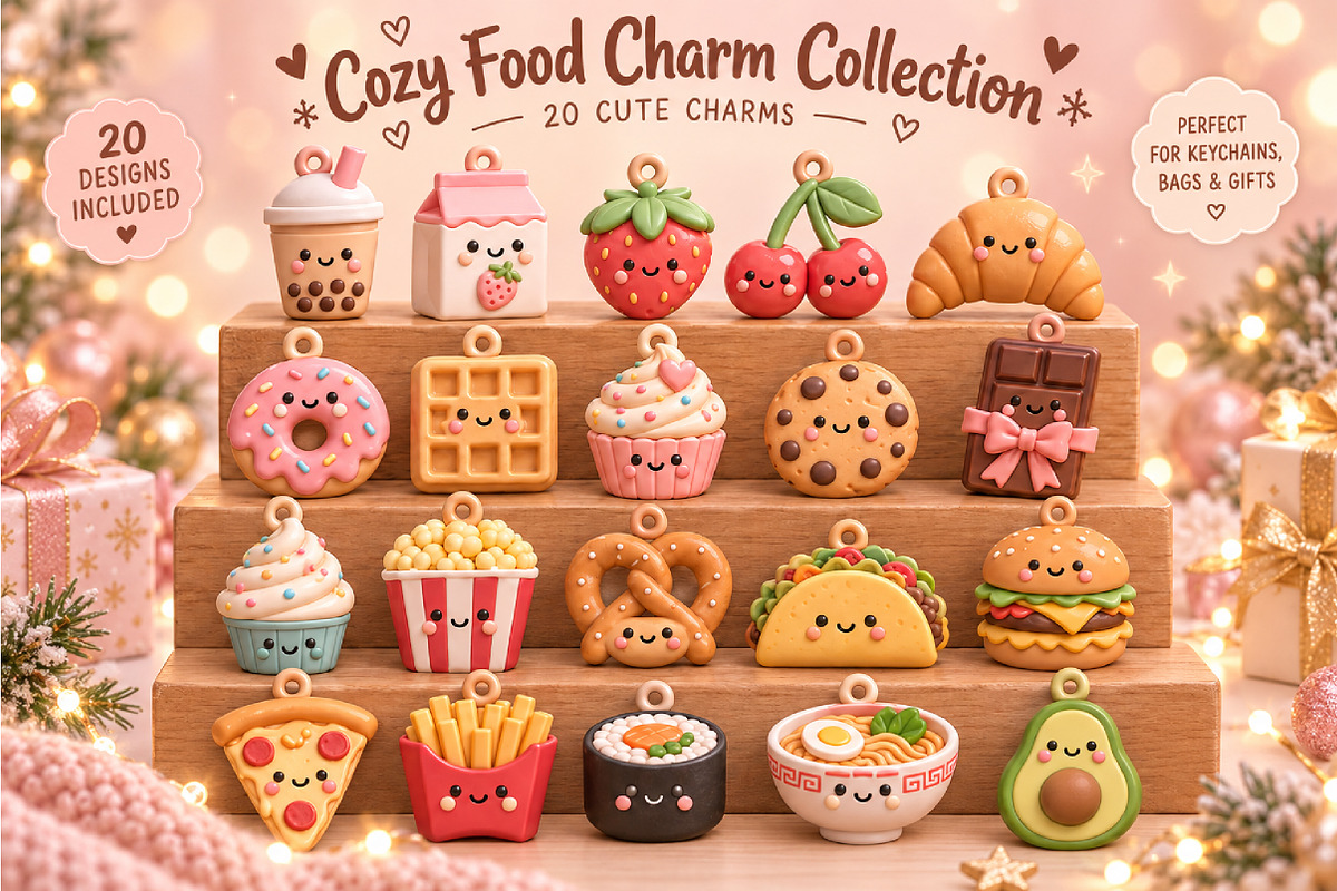 20 Cute Food Keychain STL Bundle, an Object 3D Model by Layerology (Photo 3 of 4)