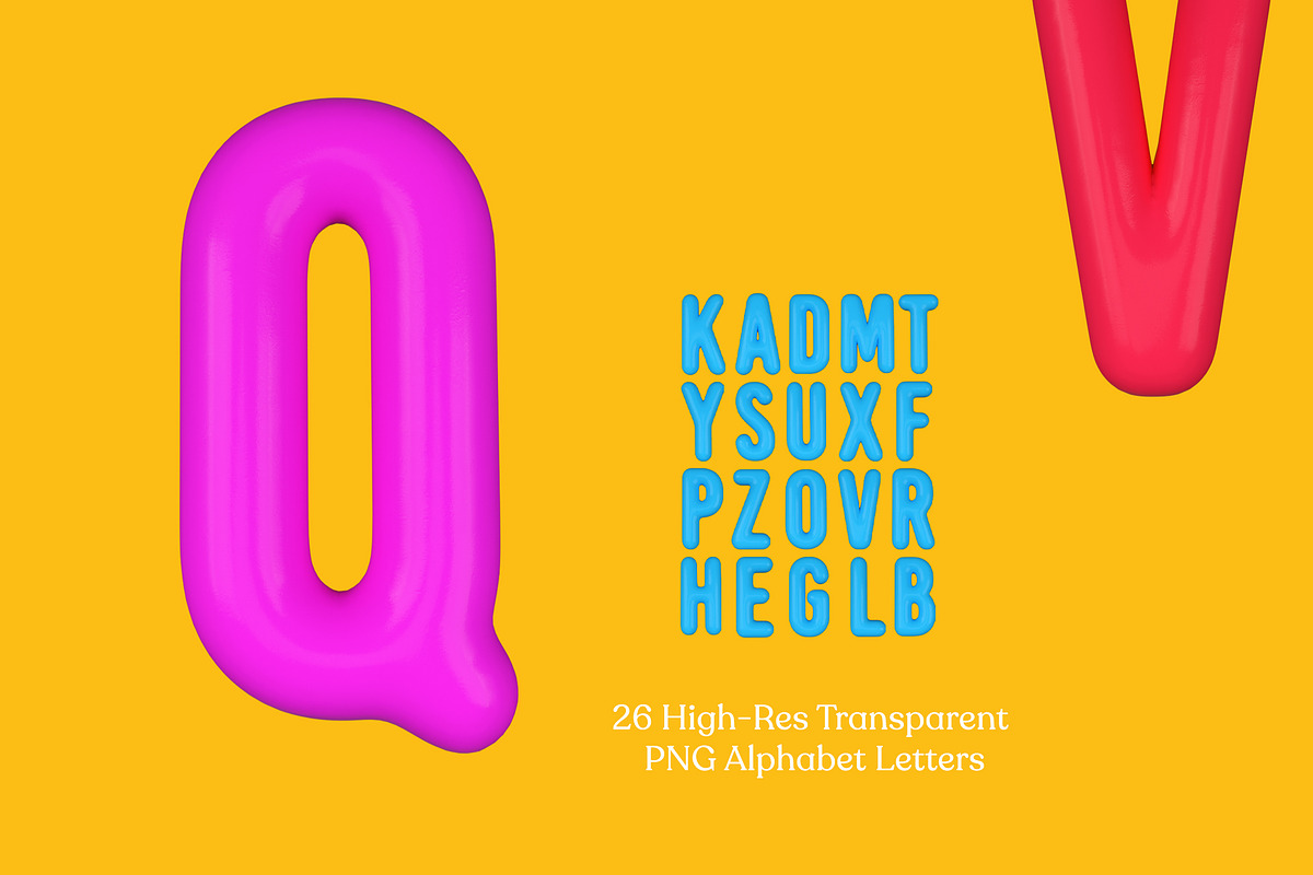 Editable 3D Text + 26 Letter PNGs, an Object Graphic by Over Under (Photo 3 of 6)