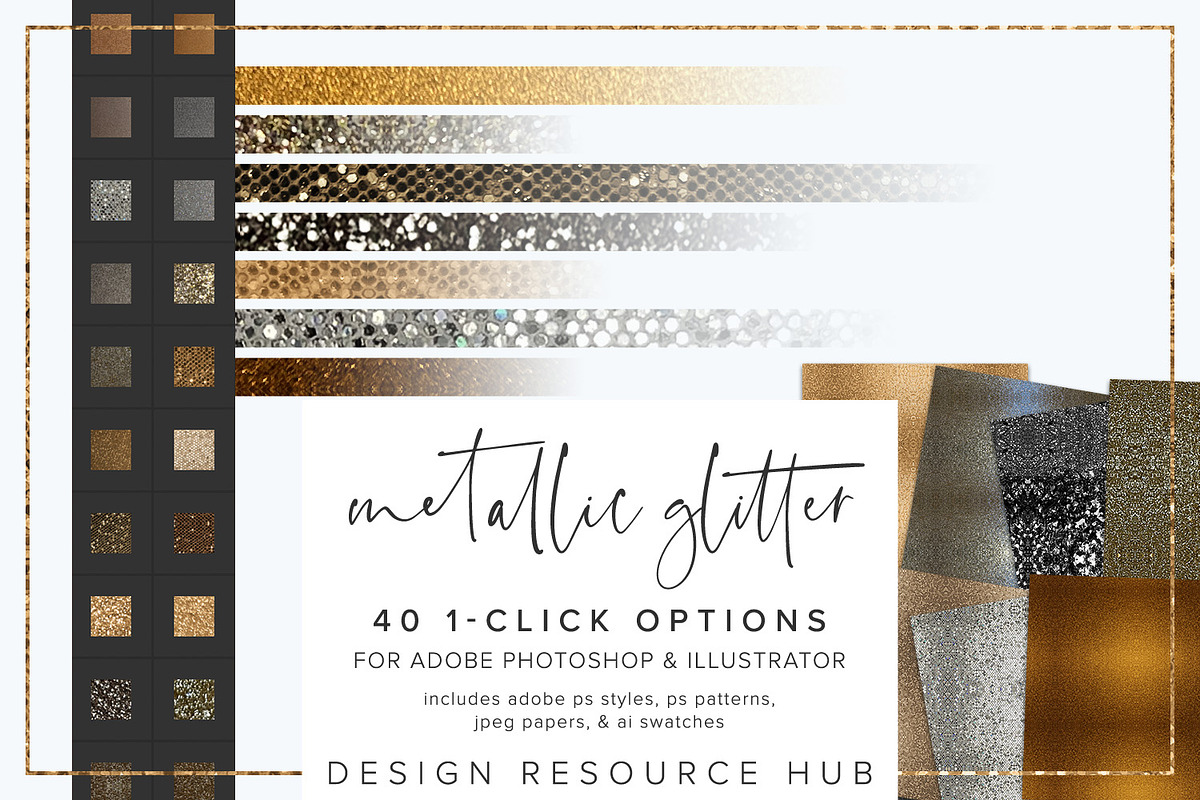 Metallic Glitter PS Layer Styles, a Layer Style Add-On by Design Resource Hub (Photo 1 of 5)