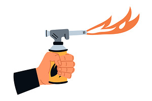 Mans hand holds gas cylinder for, an Object Illustration by Vectorbuum