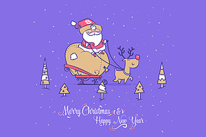 Santa and deer. Merry Christmas
