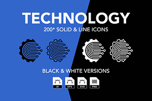 200 Technology Vector Icon Set, an Icon by Genestro Shop