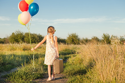 Happy little girl stock photo containing active and camp, a Person Photo by altanaka