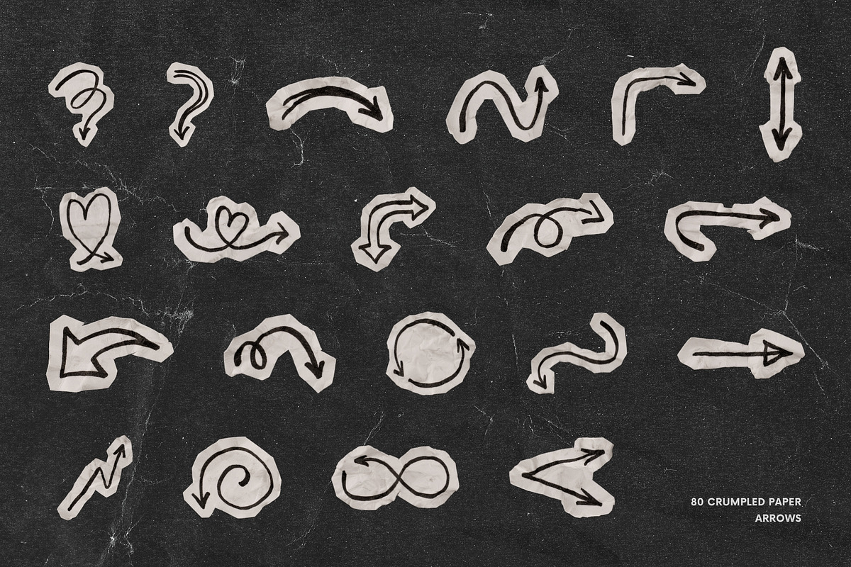 80 Crumpled Paper Arrow Doodles, an Object Graphic by Ksuview (Photo 4 of 6)