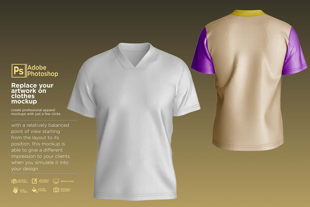 T-Shirt V-Neck Collar Mockup