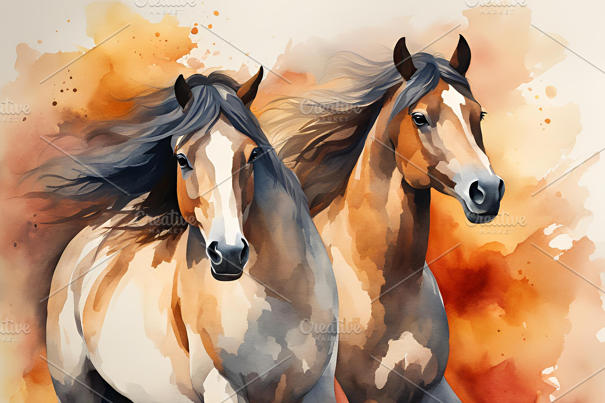 Watercolor Wild Horses, an Animal Illustration by Karliefie (Photo 3 of 5)