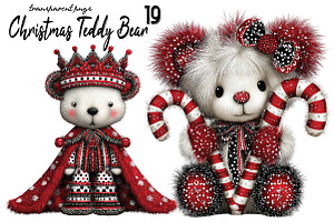 Whimsical Christmas Teddy Bear Clip, an Animal Illustration by SVGArt
