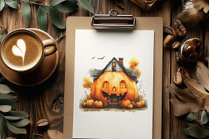 Watercolor Pumpkin Fairy House