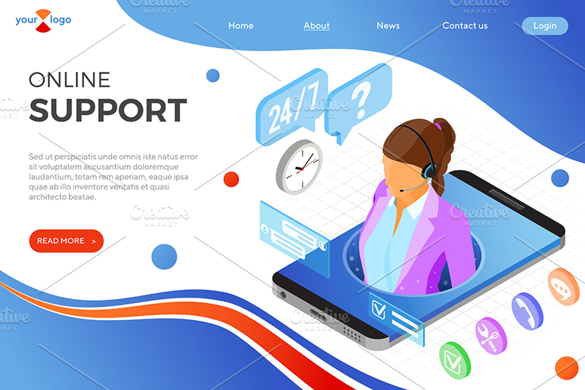 Online Support Isometric Services, a Person Illustration by TAlex (Photo 6 of 6)