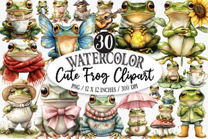 Cute Frog Clipart, an Illustration by Designking